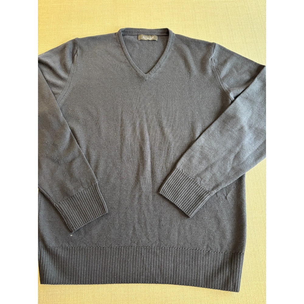 Zara Man Men's Black V Neck Sweater Pullover Size L - Picture 1 of 8